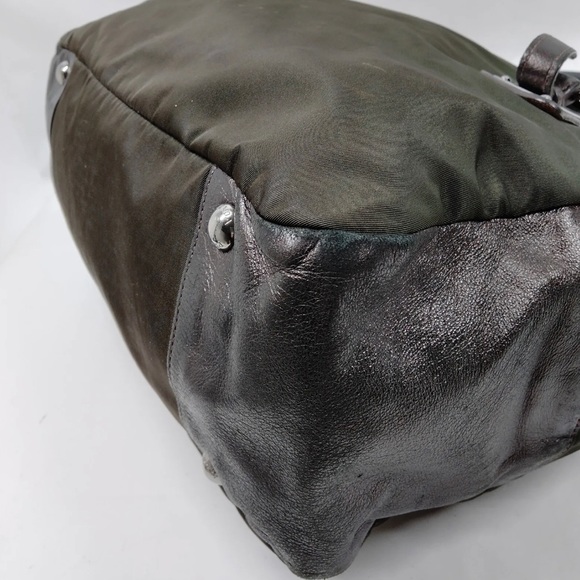 PRADA Handbag - Olive Green Nylon & Leather Trim w/ lock & key. - Picture 7 of 14